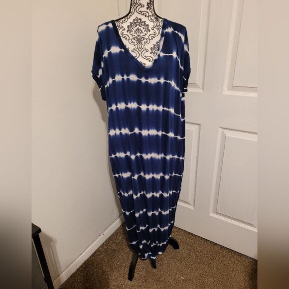 Impressions beachy keen striped tye dyed t-shirt maxi dress - Picture 2 of 7